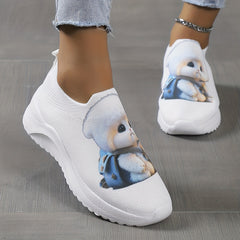 Women's Cartoon Slip On Sock Shoes Lightweight Non slip Outdoor Sporty Shoes