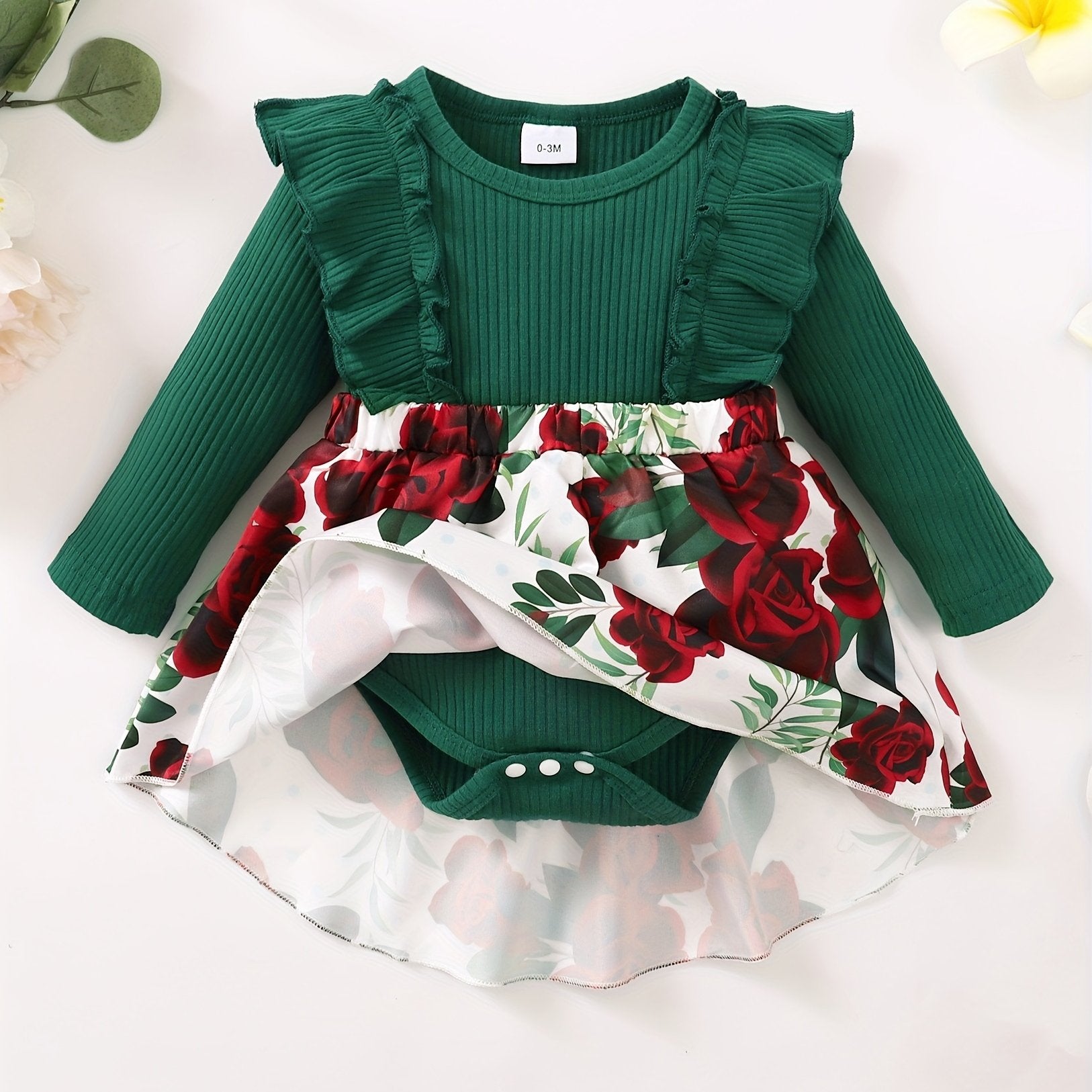 Baby Girls Ruched Long Sleeve Bodysuit Floral Skirt