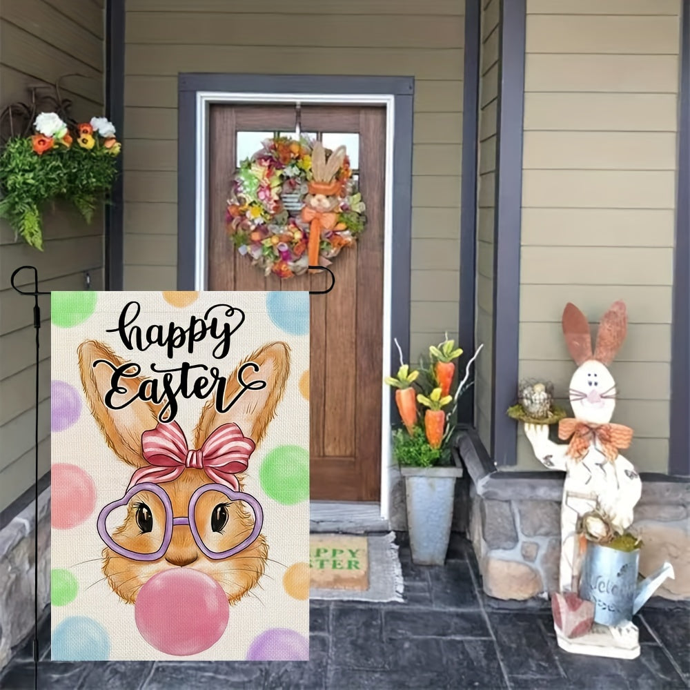 Easter Bunny Garden Flag Double Sided Burlap Small Yard Decoration
