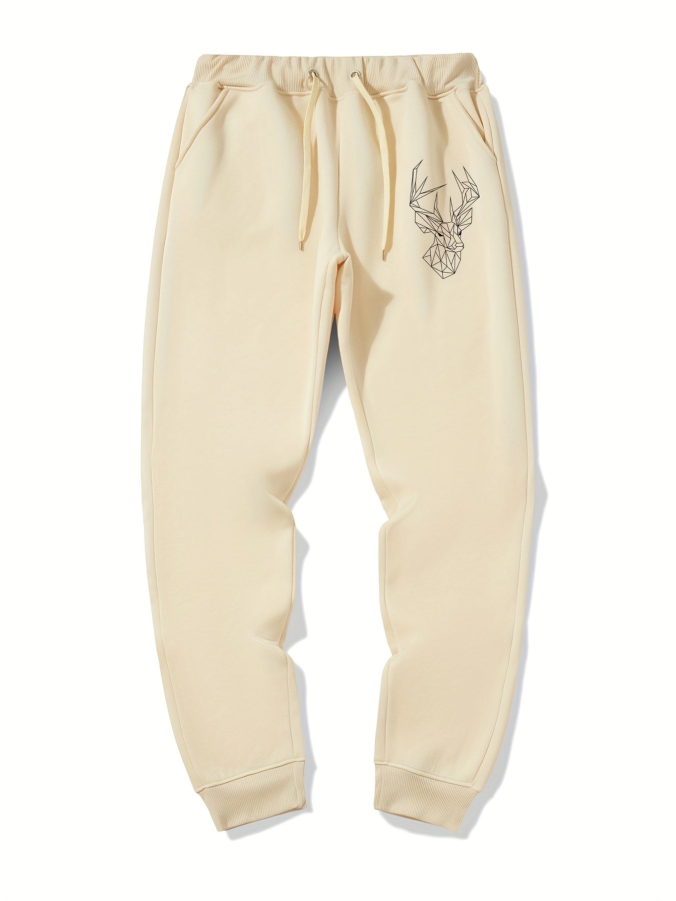 Geometric Deer Pattern Drawstring Joggers Men's Sweatpants