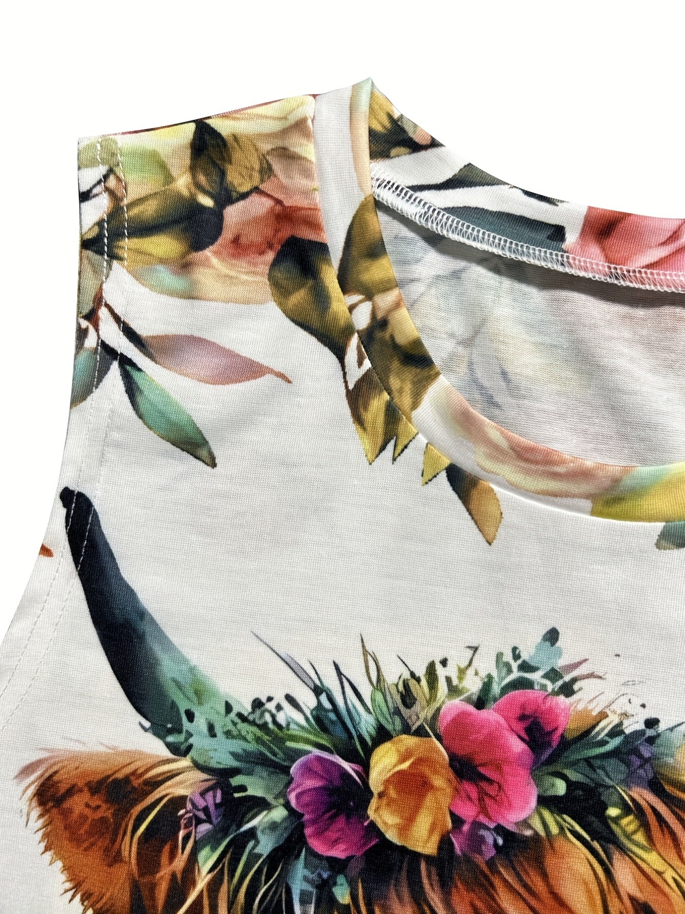 Floral & Cattle Print Tank Top for Women