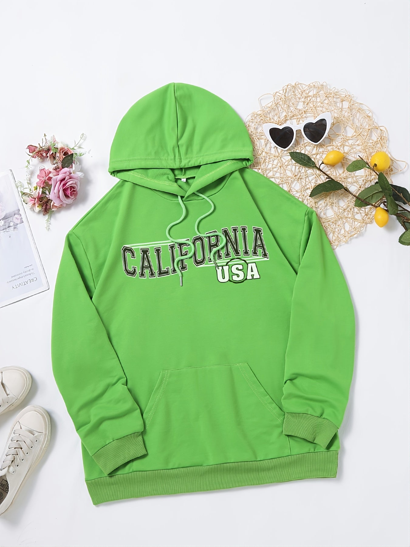 Women's Retro Print Drawstring Loose Hoodie