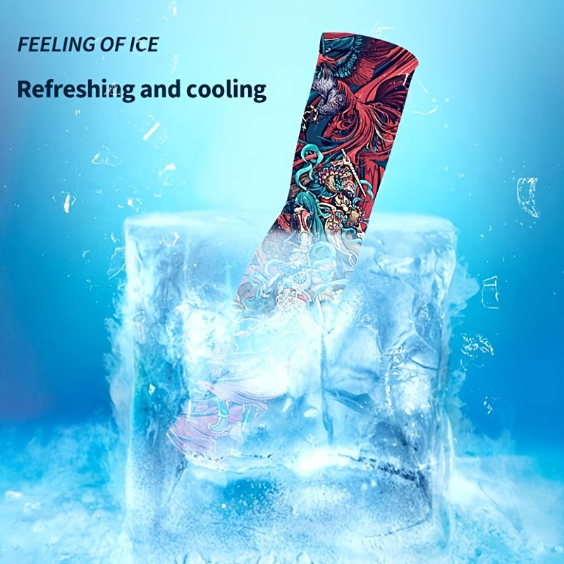 Ice Silk Tattoo Arm Sleeve Seamless Sun Protection for Outdoor Sports