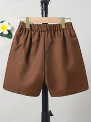 Boys Solid Shorts Casual Elastic Waist Shorts for Summer