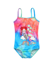 Toddler Girls Swimsuit Tie Dye Mermaid Rainbow Print Sleeveless Swimwear