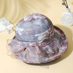Vintage Flower Bucket Hat Rolled Brim Embroidery Basin Hat
