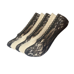 5 Pairs Floral Lace Ankle Socks Lightweight Low Cut Women's Stockings