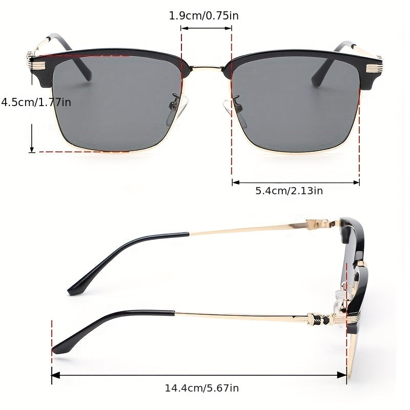 Square Frame Sunglasses Thin Metal Temple Glasses UV400
