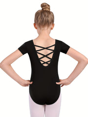 95 Cotton Girls Short Sleeve Dance Suit Slim Ballet Leotard