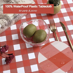 Red Plaid Disposable Tablecloth Wedding Camping Picnic