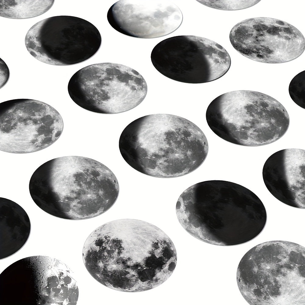 50pcs Moon Stickers Phone Case Laptop Water Cup Waterproof Decorative Stickers