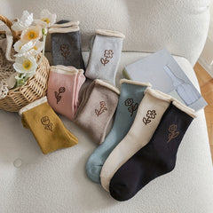 8 Pairs Floral Pattern Socks Mid Tube Women's Stockings Hosiery