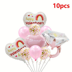 10pcs Rose Ring Shaped Balloons - Love Aluminum Film Balloons Set for Confetti