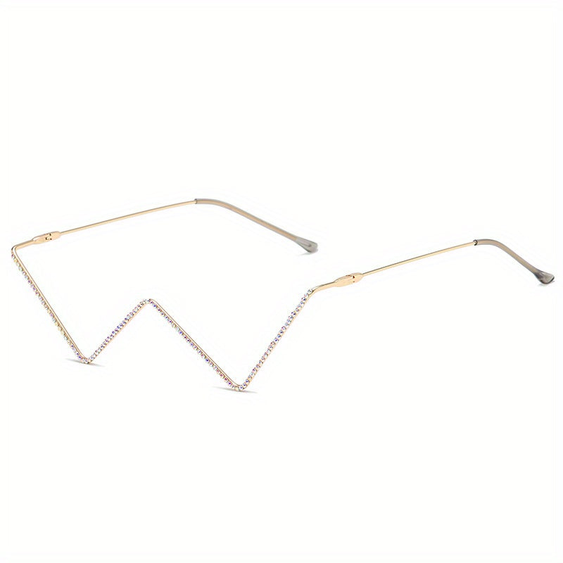 Y2K Rhinestone Glasses Frame Sparkling Metal Lensless Glasses