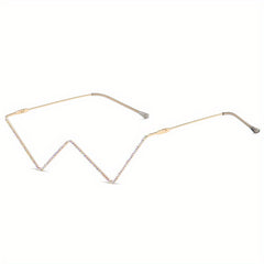 Y2K Rhinestone Glasses Frame Sparkling Metal Lensless Glasses