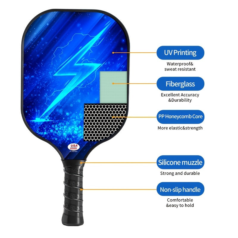 Lightweight Fiberglass Pickleball Paddles Set with Polypropylene Core