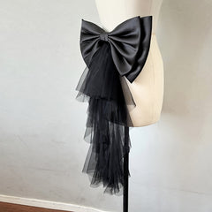 Royal Court Style Bridal Bow Accessory with 24" Tulle Tail