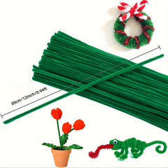 300pcs Dark Green Pipe Cleaner Craft Chenille Rod Christmas DIY Craft