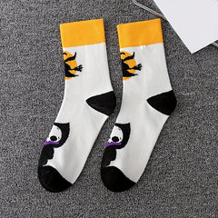 5 Pairs Skull & Bat Print Halloween Crew Socks Women's Stockings & Hosiery
