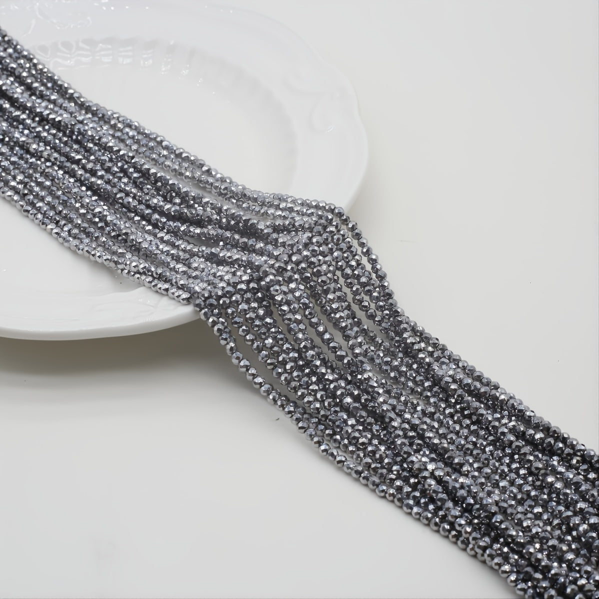 15'' Gray Spinel Plated Faceted Small Beads for Beading