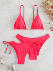 2 Style High Cut Solid Two Piece Swimsuit Women's Swimwear