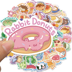 50pcs Cute Animal Food Graffiti Stickers - Waterproof & Perfect for Toys