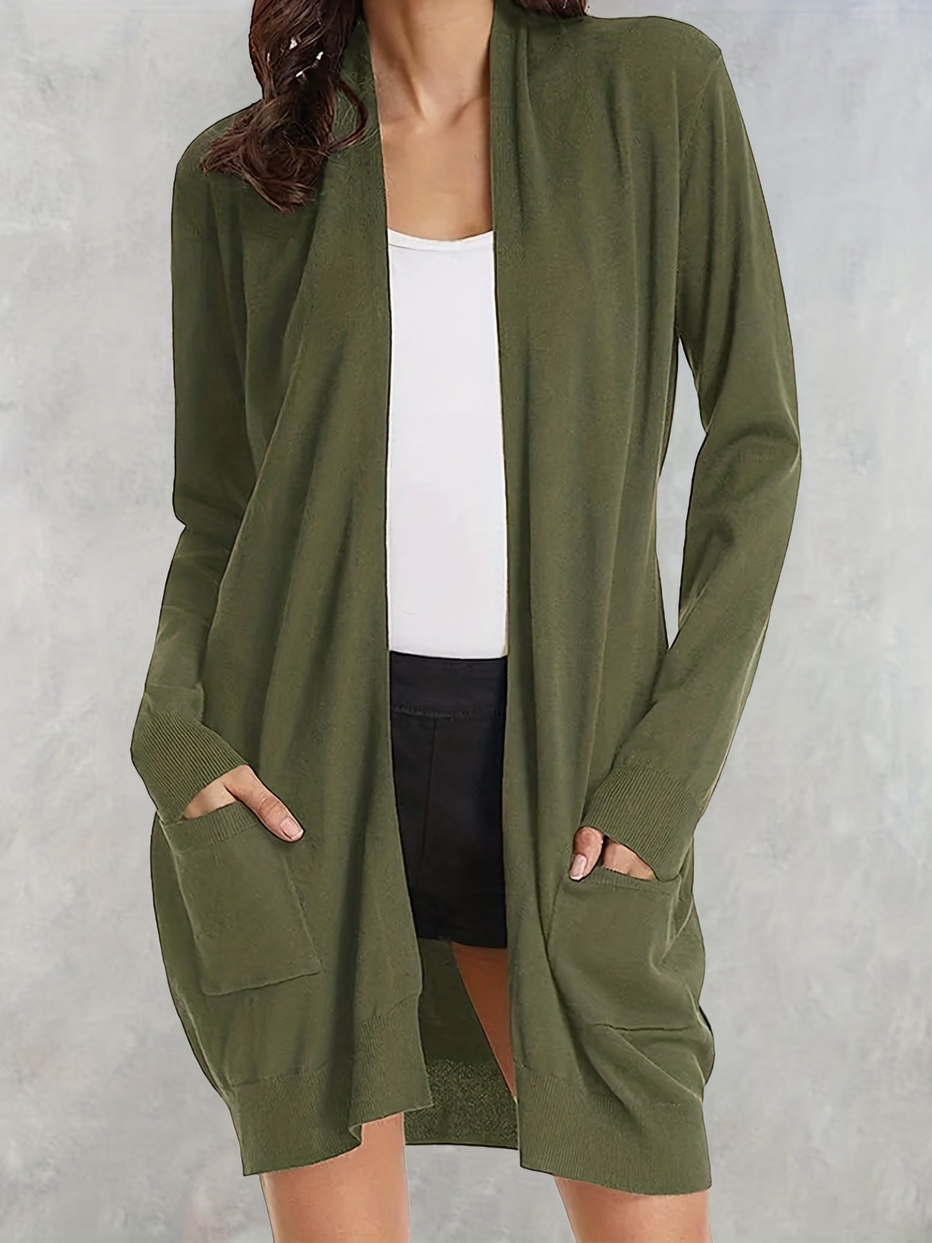 Open Front Cardigan with Pockets