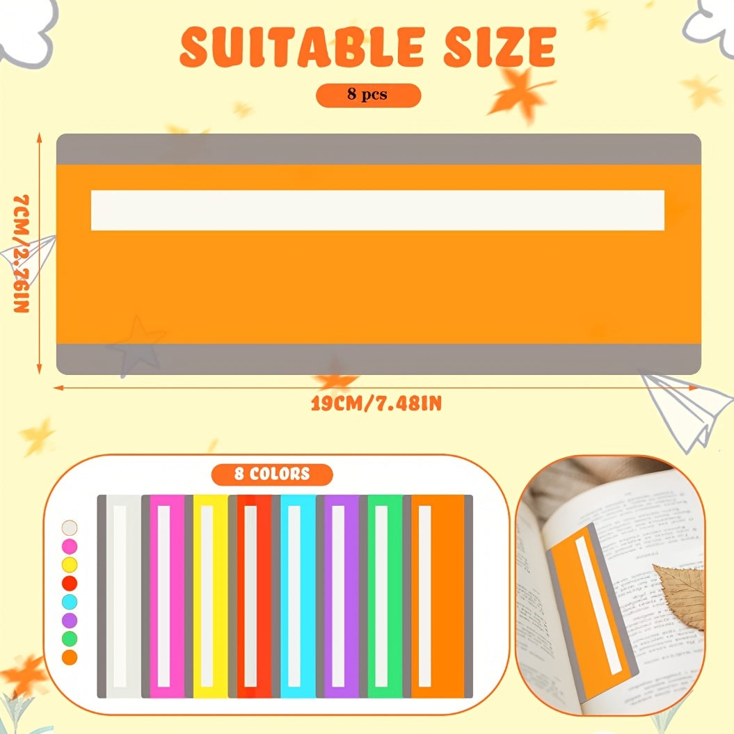 8pcs Guided Reading Strips Colored Highlight Strips For Dyslexia Reading Tools