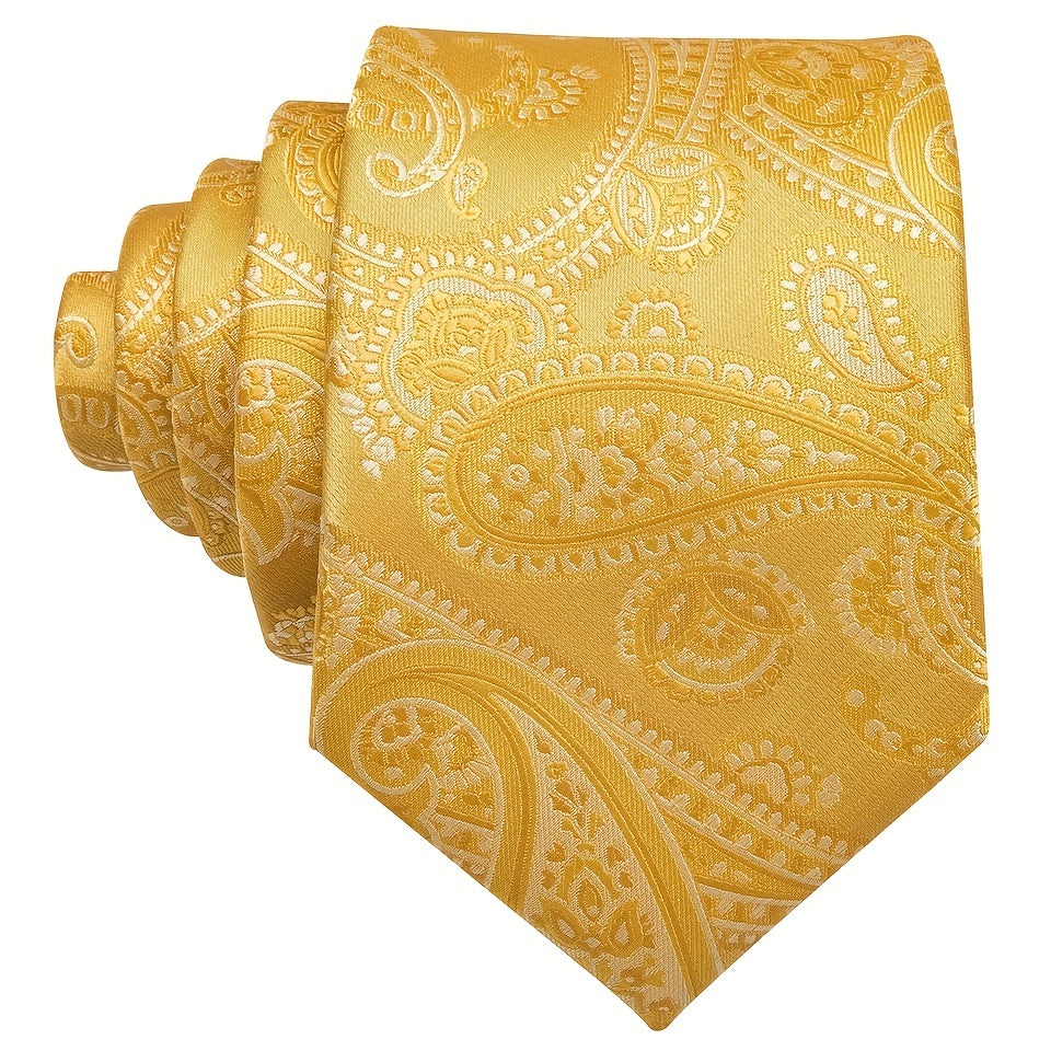Men's Jacquard Tie & Hankerchief & Cufflinks Set