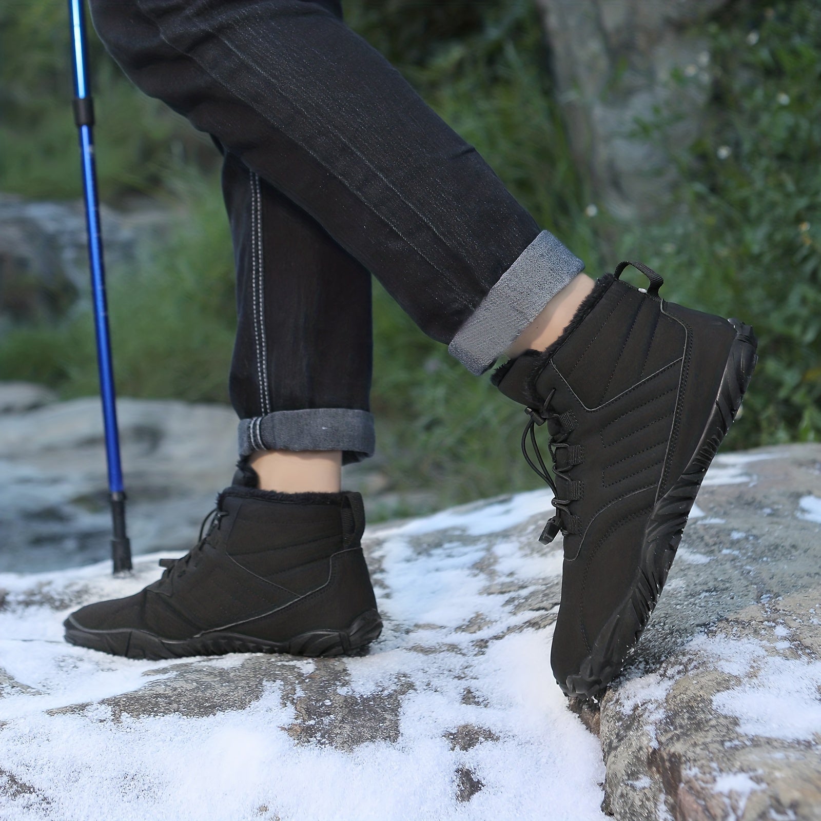Fur Lined Thermal Hiking Boots Winter Waterproof Snow Shoes