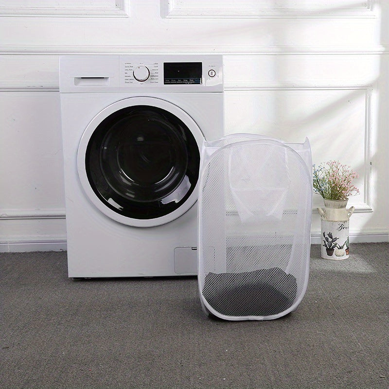 Mesh Pop Up Laundry Hamper Foldable Basket Organizer for Family College Dorm