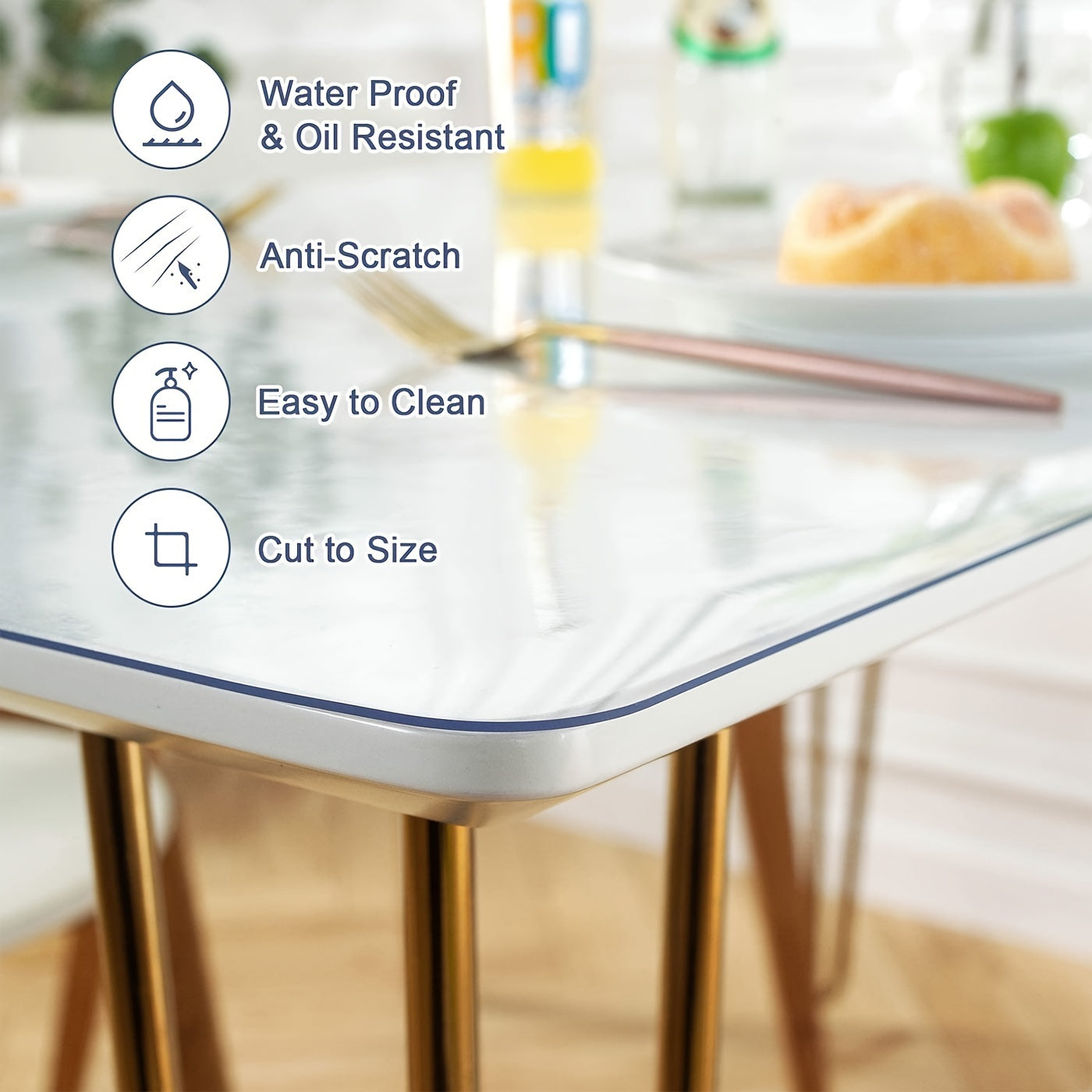 Clear Desk Pad Protector Mat - 1.5mm Thick PVC - Oilproof, Waterproof