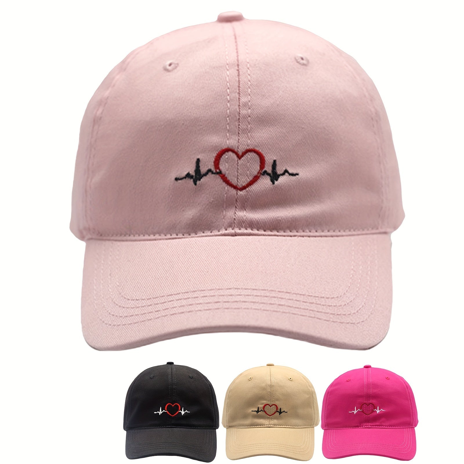 Heart & Lightning Embroidered Cap Soft Cotton Outdoors Hat