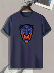 Leopard Pattern Print Men's Comfy Sports T shirt Graphic Tee