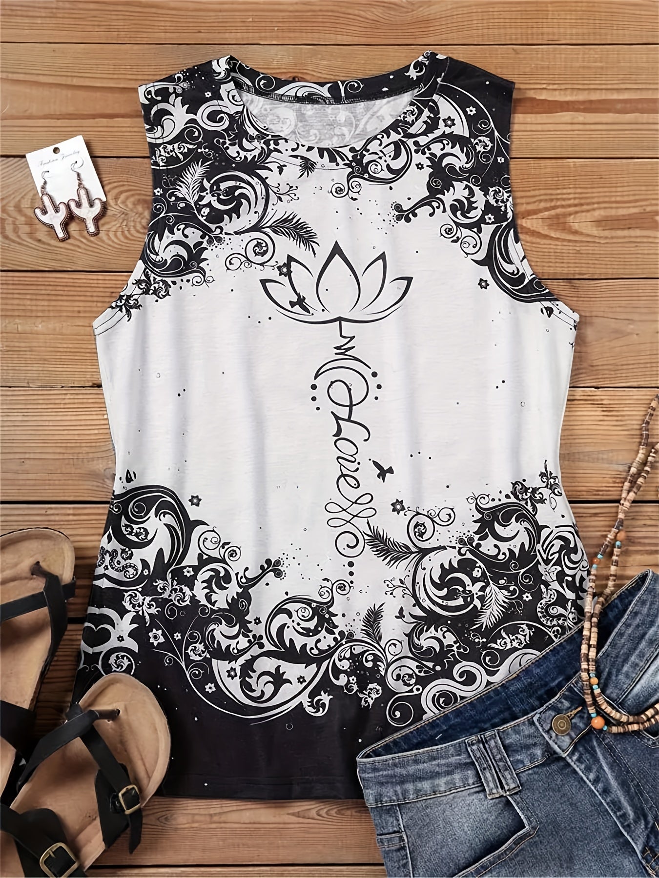 Paisley Print Tank Top Sleeveless Casual Summer Women's Clothing