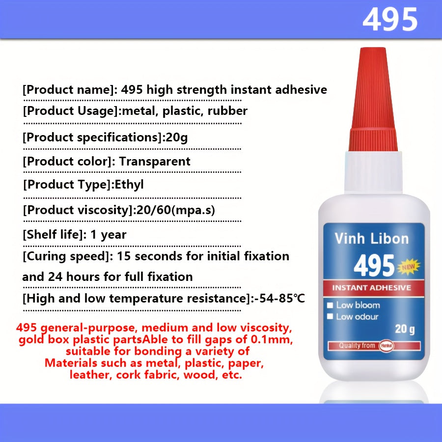 20g Strong Instant Glue Quick Drying for Leather Plastic Ceramics Glass Wood Sto