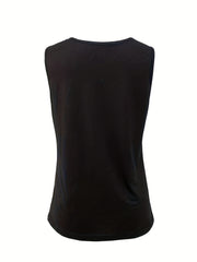 Two Tone Crew Neck Tank Top Summer Sleeveless Women's Clothing