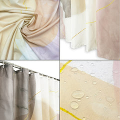 4pcs Abstract Block Shower Curtain Set with Rugs and Non Slip Bath Mat