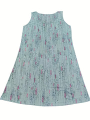 Casual Tank Dress Allover Print Round Neck Slight Stretch