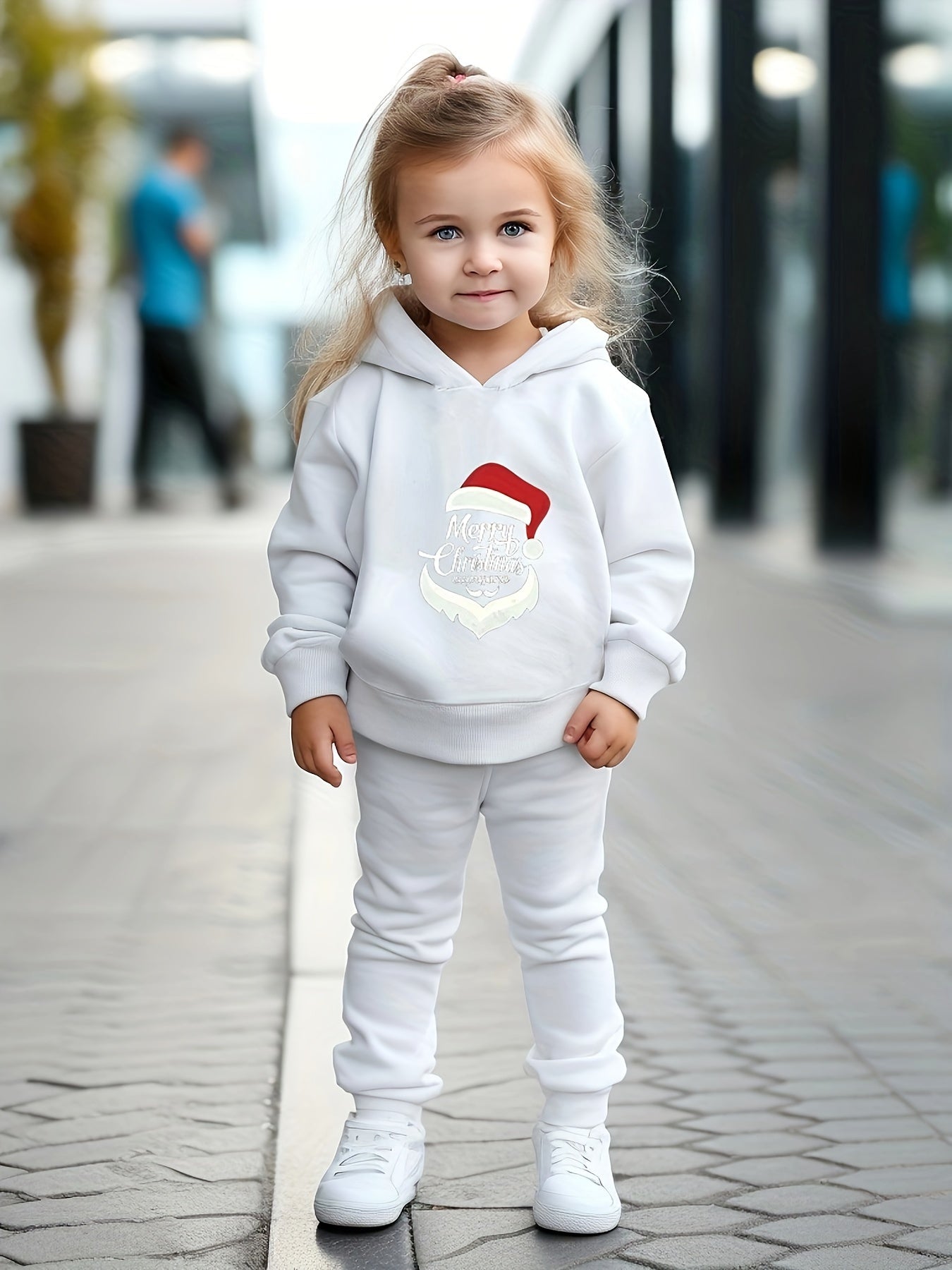 Girls Alphabets Pattern Hooded Sweatshirt and Sweatpants Set
