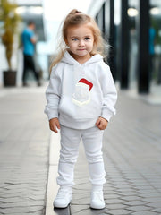 Girls Alphabets Pattern Hooded Sweatshirt and Sweatpants Set
