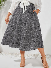 Women's Plus Dalmatian Print Maxi Skirt with Pockets
