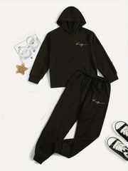 Boy's Hoodie & Sweatpants Set KING Print Top Casual Outfits Kids Clothes