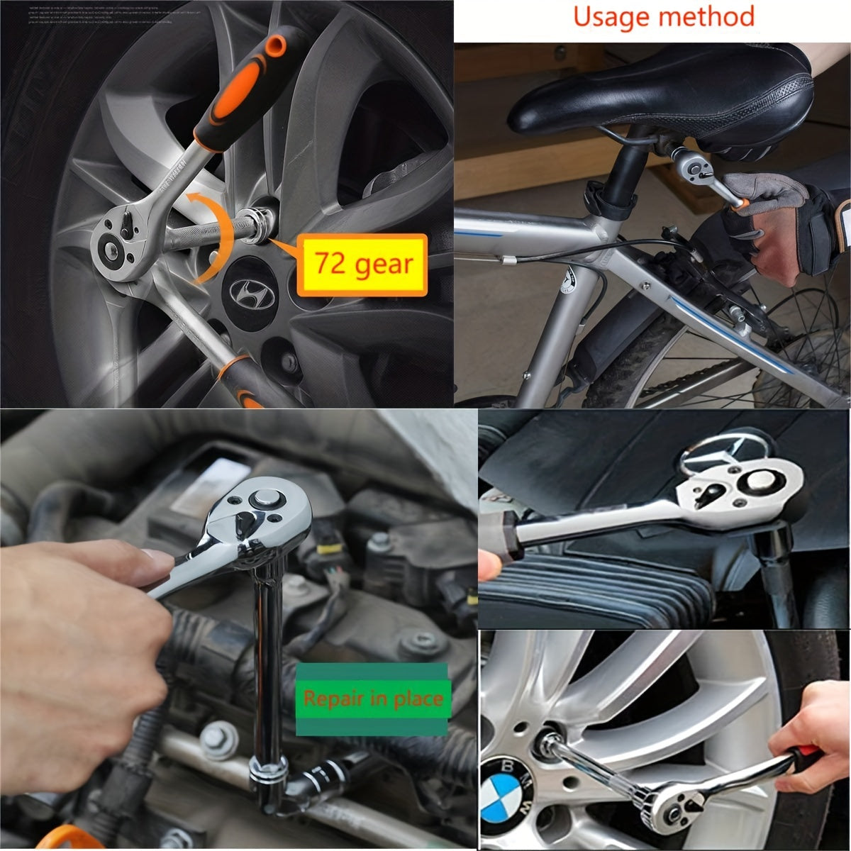 72 Teeth 2 In 1 Ratchet Wrench Twist Wrench