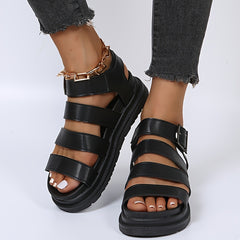 Women's Platform Roman Sandals Open Toe Ankle Buckle Strap Shoes