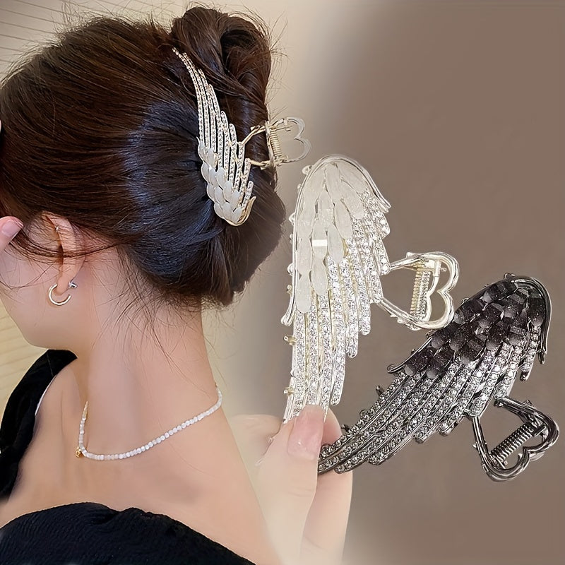 Large Hair Claw Clip Rhinestone Angel Wing Hair Clip