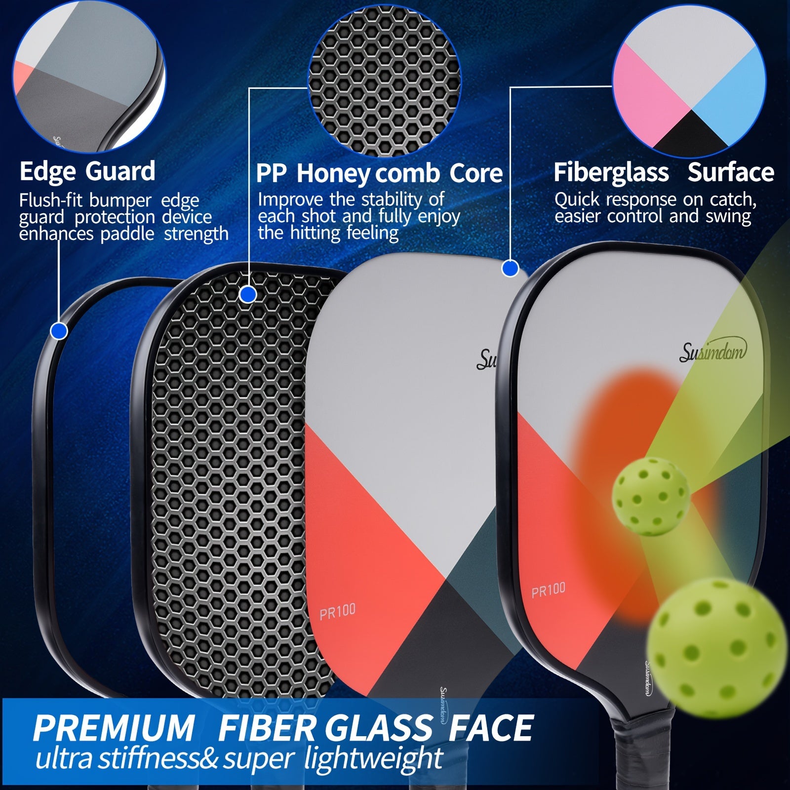 Pickleball Paddle Set 2pcs Racket 4pcs Ball Bag 1pc