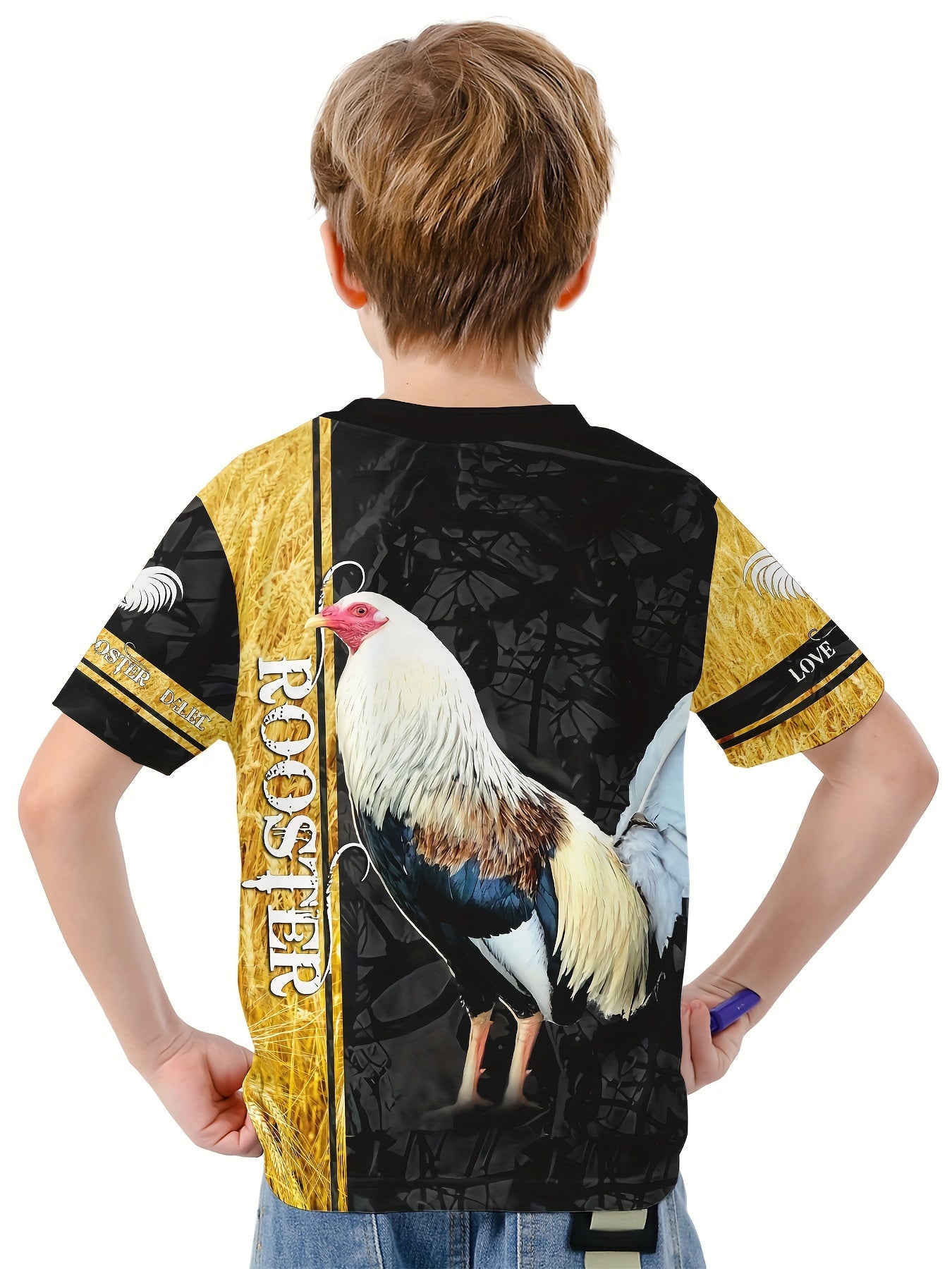 Rooster 3D Print Kids T shirt Boys Summer Lightweight Casual Top