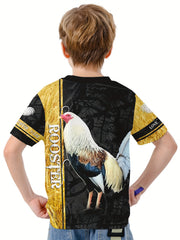 Rooster 3D Print Kids T shirt Boys Summer Lightweight Casual Top