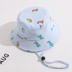 Baby Dinosaur Print Bucket Hat Wide Brim Sun Cap